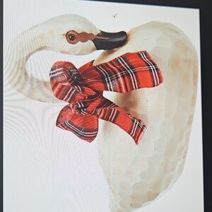 Valerie Parr Hill Charming White Chris Swan With  plaid Christmas Ribbon no.2